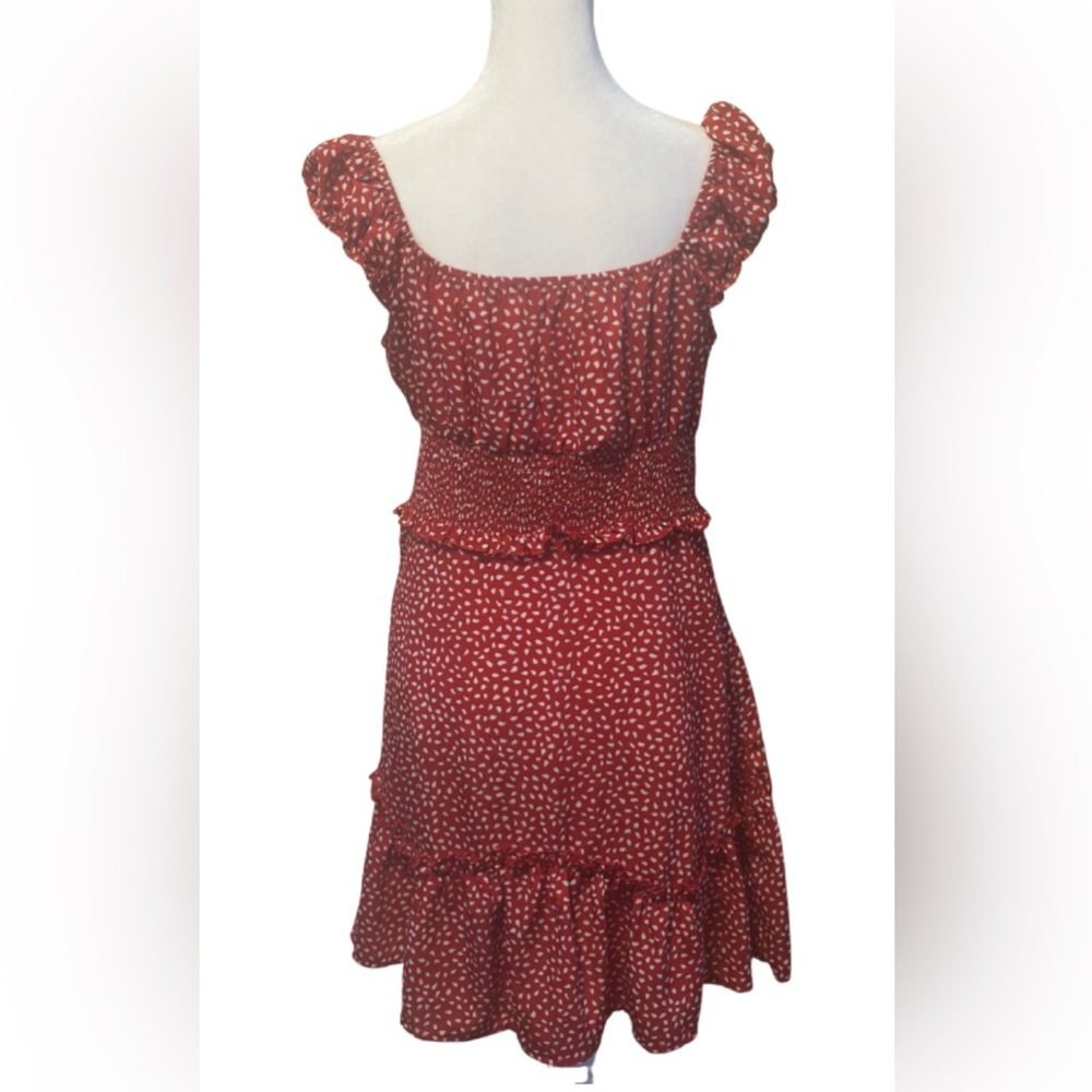 Red Ruffle Mini Dress - Picture 2 of 4